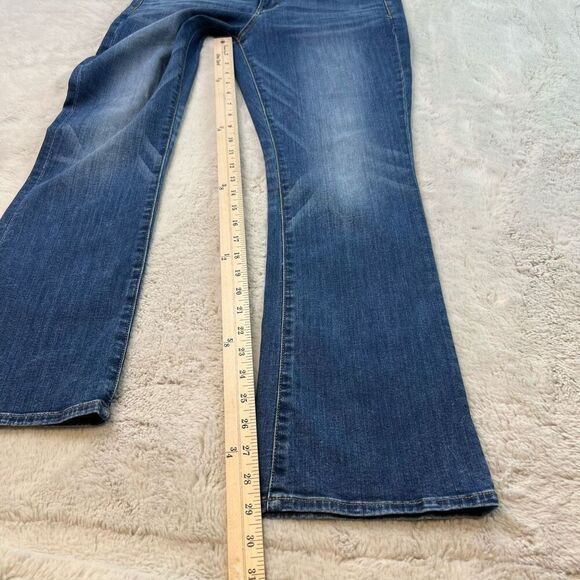 American Eagle Skinny Kick Bootcut Jeans Size 12 Short Super Stretch Whiskers - Picture 7 of 10